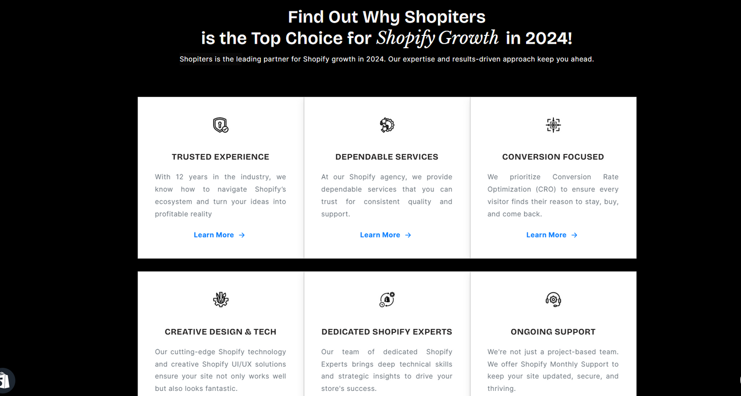 Shopify Services Box with Beautiful Design and Dynamic Content