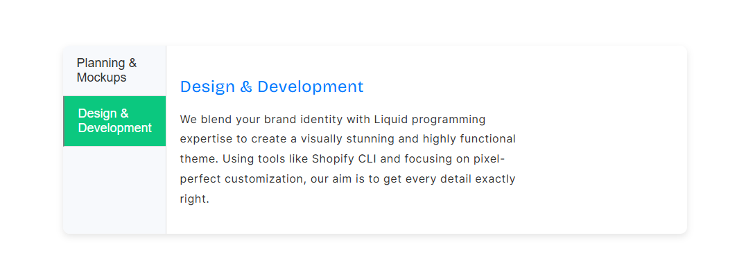 Custom Hover Tab Section