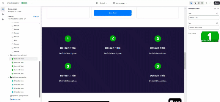 ShopIfy icon with text Dwan Theme section