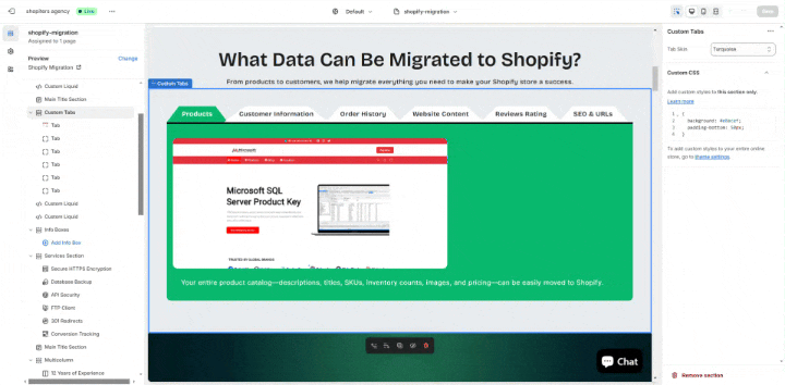 Shopify Image and Text Advanced Tab with Dynamic Content