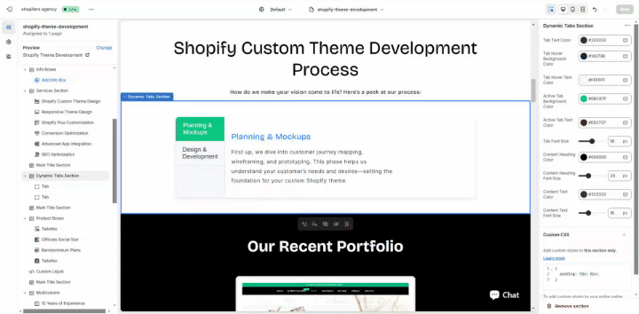 Custom Hover Tab Section