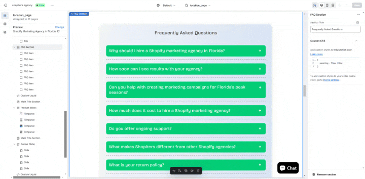 Custom FAQ with Dynamic Content Shopify Theme Section