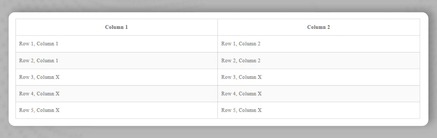 Custom Product Data Table Shopify Theme Section